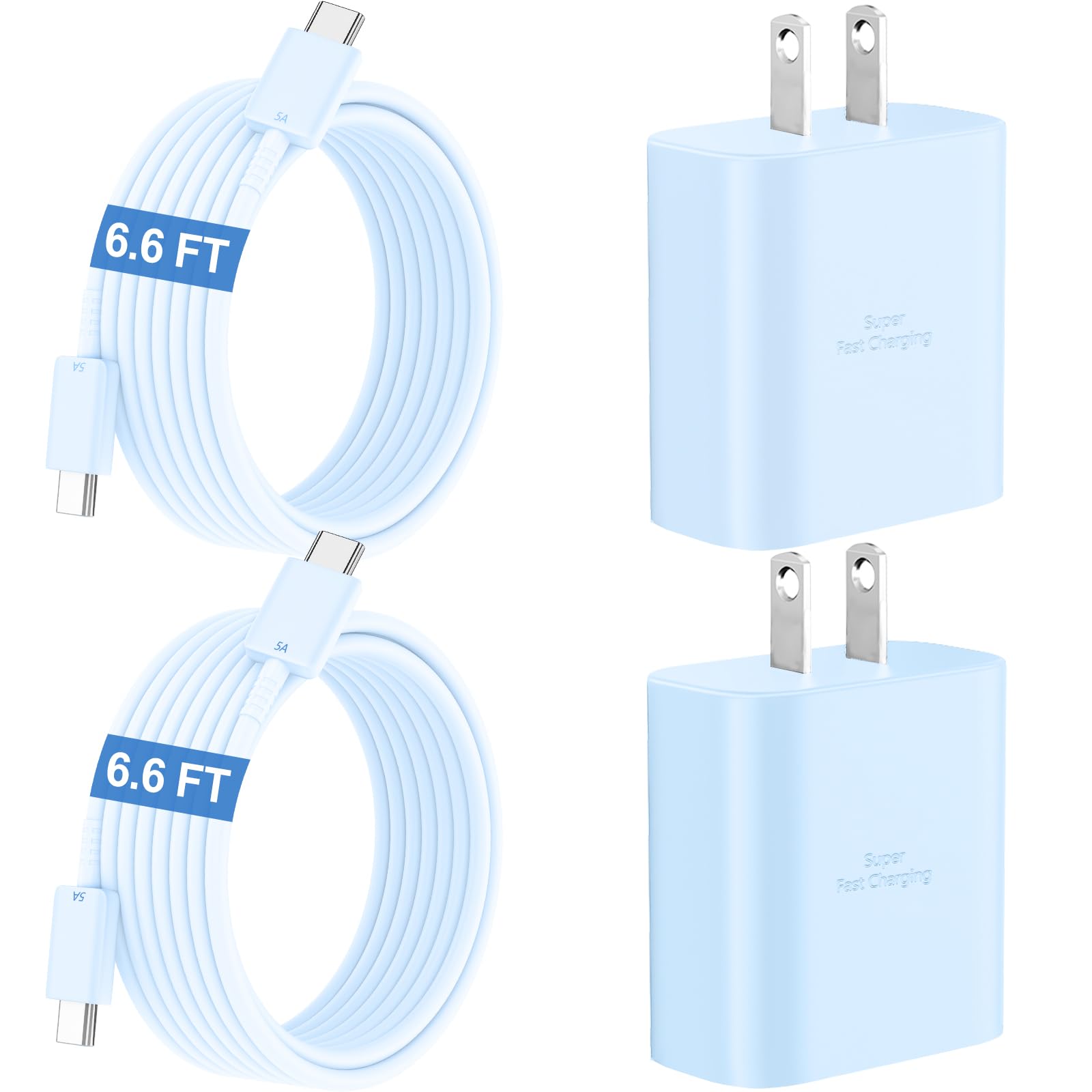 45W Super Fast Charger USB C Android Phone Type C Charger Fast Charging Block with 6.6FT Charge Cord for Samsung Galaxy S25 Ultra/S25+/S24 Ultra/S24+/