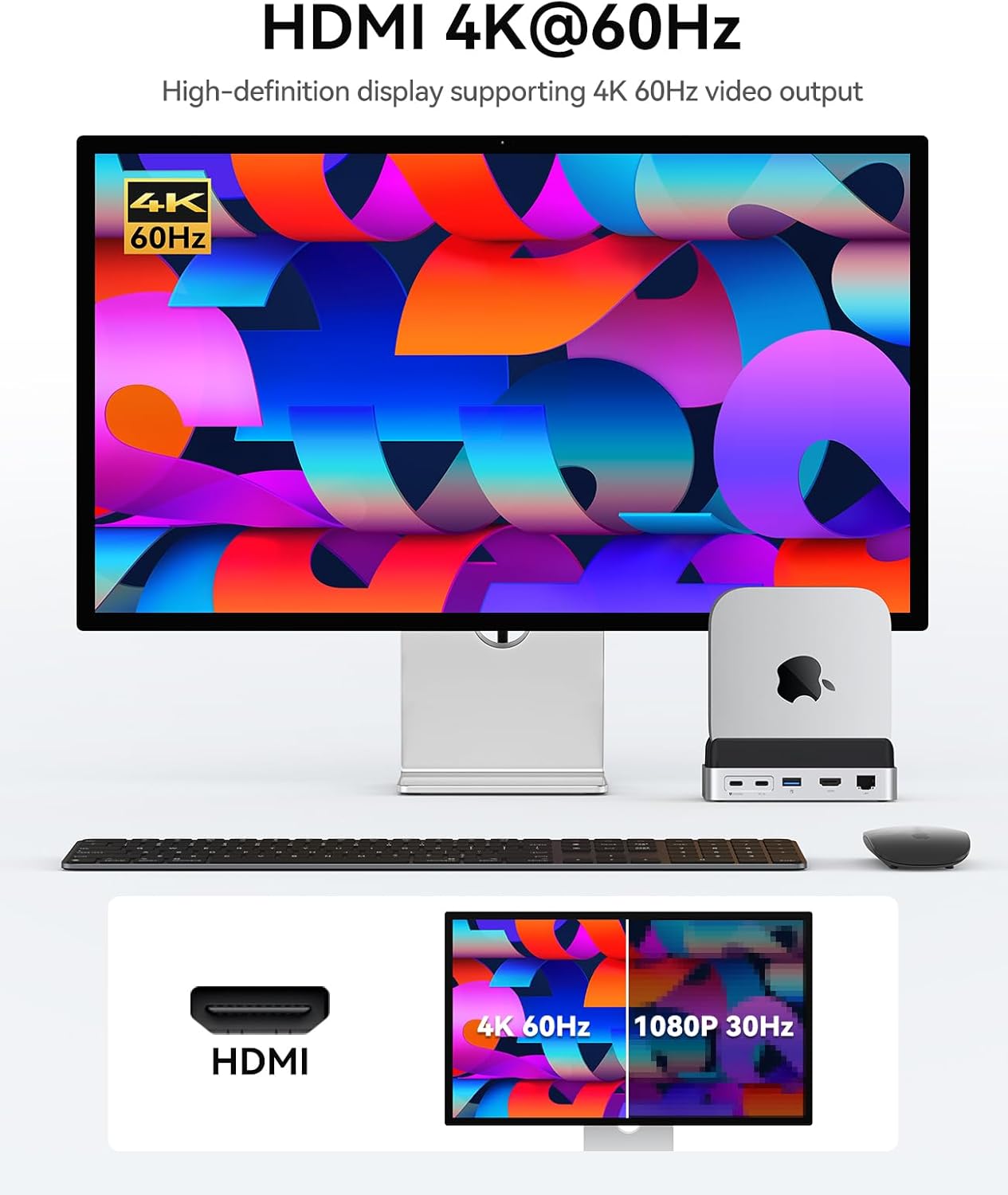 ORICO MiniDock Stand Laptop Docking Station Compatibility with Mac Mini M4, Built-in 4TB NVMe M.2 SSD, 10Gbps 9-in-1 Hub Expansion with 4K HDMI, Gigabit Ethernet, SD/TF Card Readers,Type-C(PD3.0) -VSP