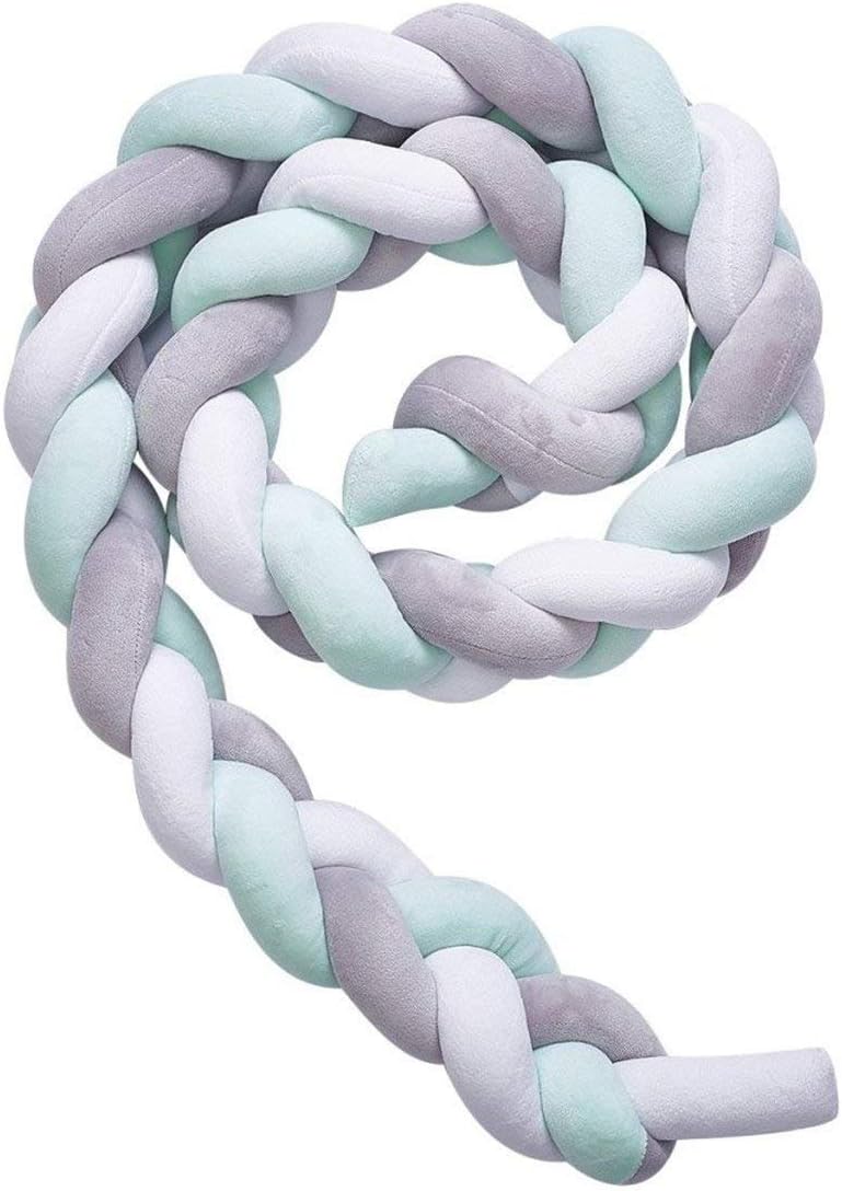 Wanguo Braid Pillow, Baby Crib Bumper Cushion Plush Knot Pillow Baby's Room Decoration 78.7"