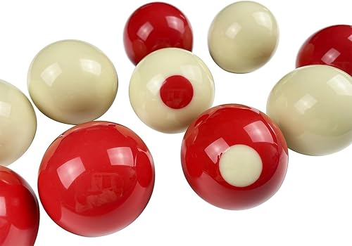Miniatura 3 de Juego de bolas de piscina para parachoques, 10 bolas de piscina rojas y blancas, bolas de repuesto de tamaño estándar para mesas de piscina con