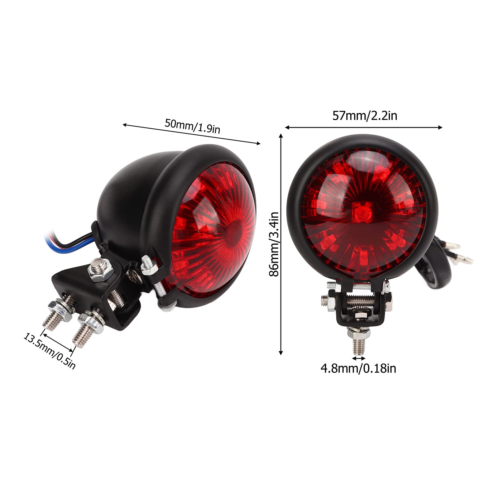 KIMISS Okrągła lampa LED tylna do motocykla, retro światło stopu i pozycyjne, uniwersalna dla 12V, tylny sygnał