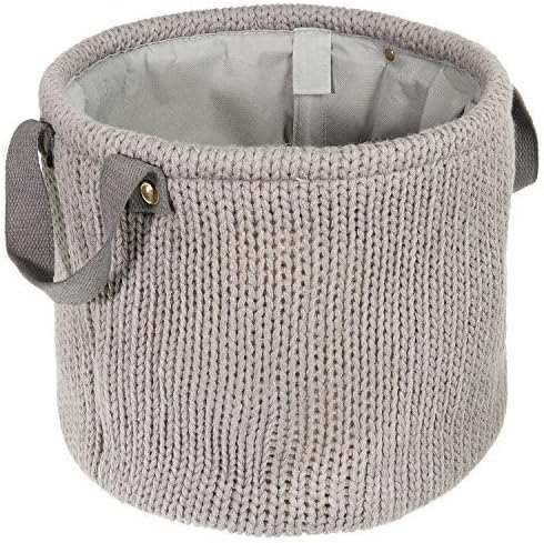 LOMOS decorative basket"Svea" in knit-optic with two handles in grey (H 25cm/W 29cm)