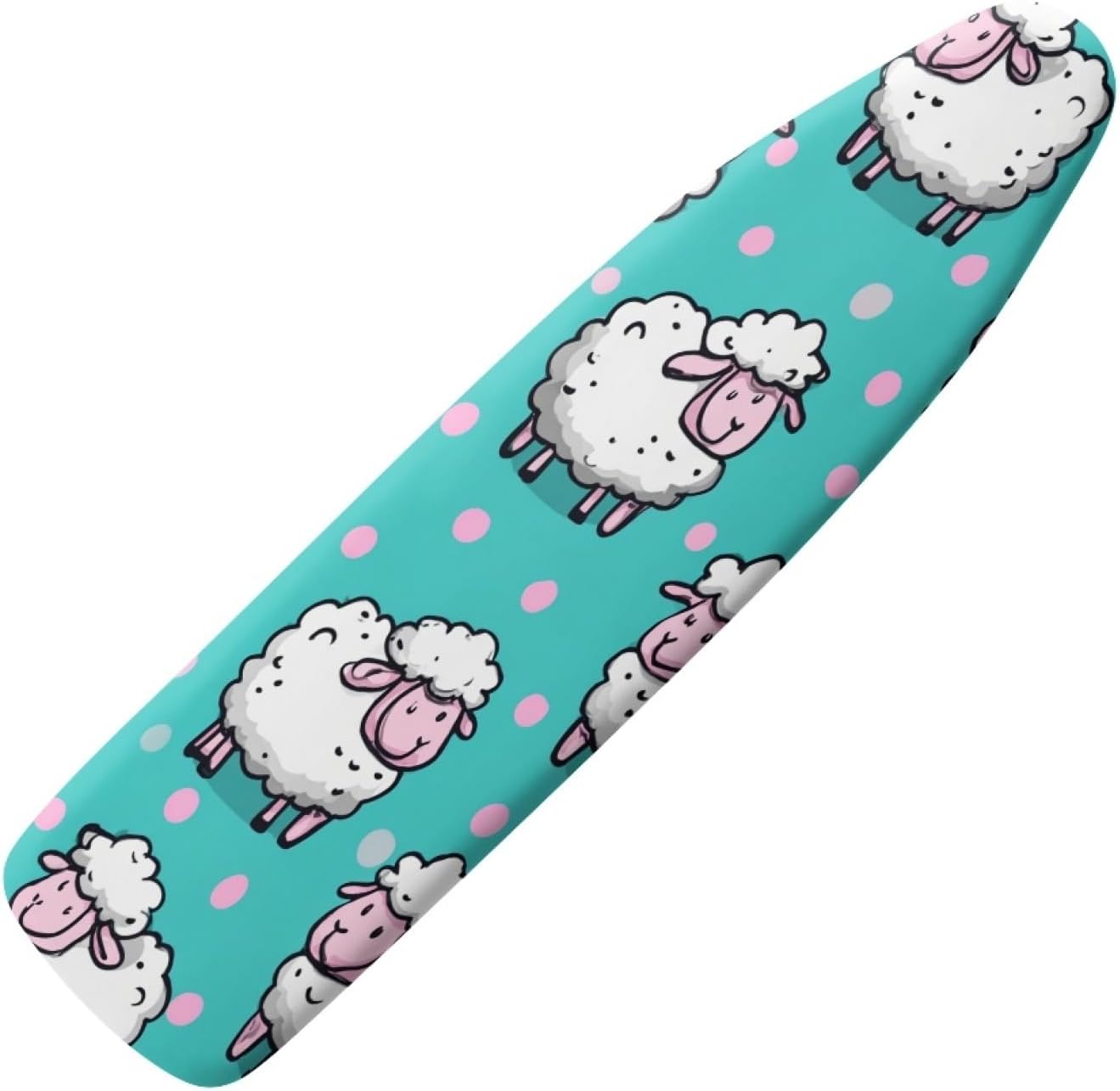 Iron Board Cover with Padding Standard Size Teal Pink Sheep Padded Ironing Board Covers 15x54 Heat Reflective Extra Thick Wide Non Stick Scorch and Stain Resistant Heatproof