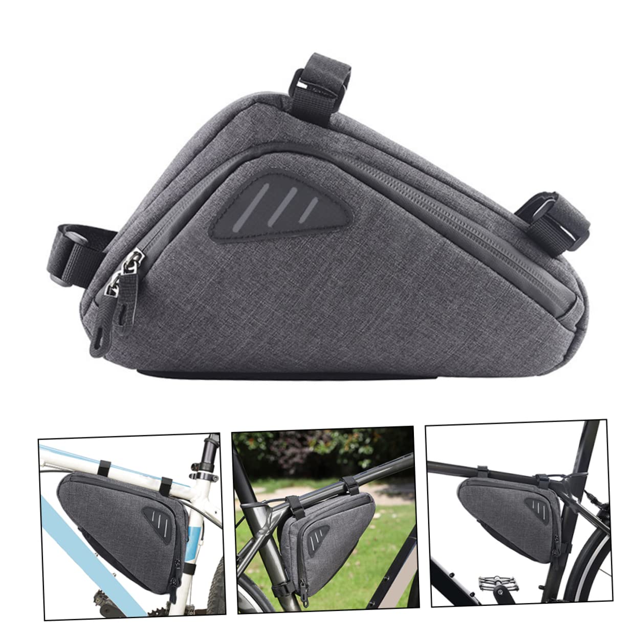 Bike Frame Bag Bike, Reflective Bicycle Triangle Bag Versatile Bicycle Bags for Frame, Easy to Install Bike Pouch, Cycling Accessories Pouch for Mountain Road Bike Commute Bike