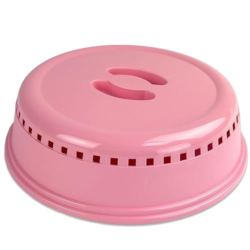 Crisp Pink Microwave Splatter Cover for Food, Plates & More - Splatter-Proof Lid & Accessories - Durable, Easy-Clean Dish Cover for Microwave Oven - Pink