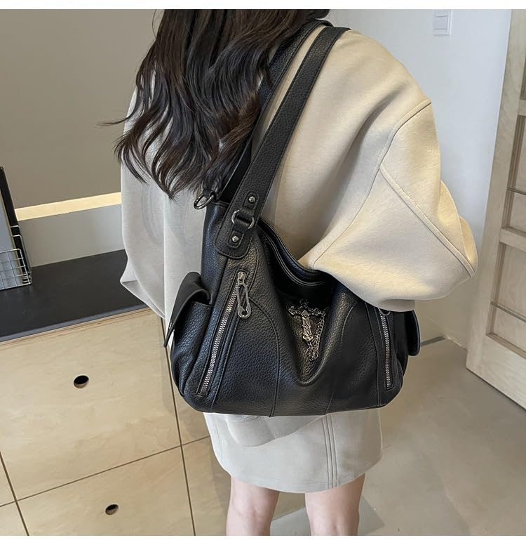 Vintage Shoulder Bag for Women, Slouchy Faux Leather Hobo Tote, Trendy Brown Purse for Fall and Winter2