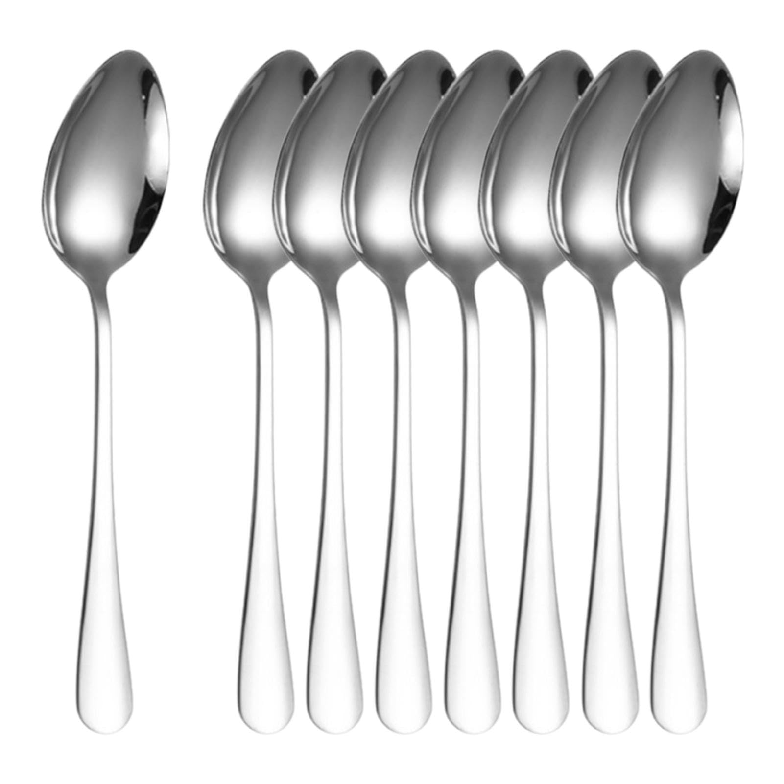 Set of 8 Teaspoons, Stainless Steel Spoon, Mirror Polished Dessert Spoons Set, Coffee Spoon, Small Spoon Set for Tea, Coffee, Desserts, Home, Kitchen, Restaurant, Dishwasher Safe