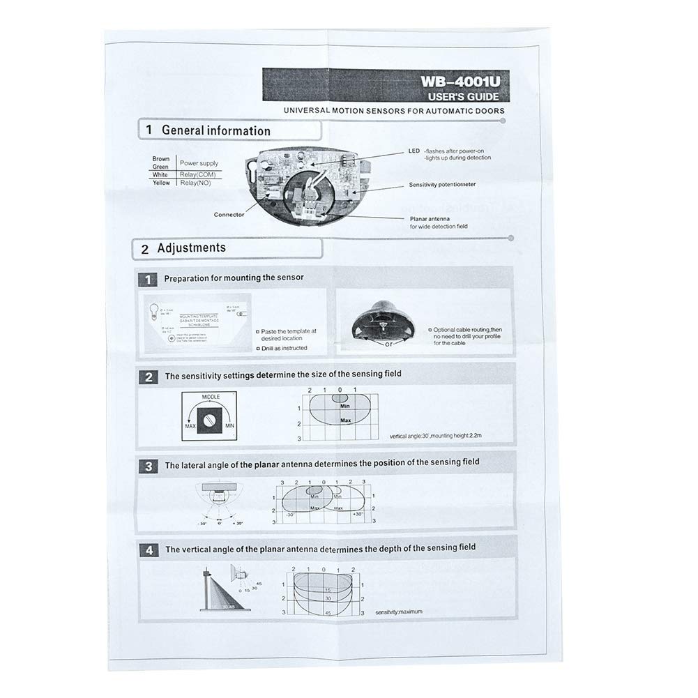 BORDSTRACT Sensor de Apertura de Puerta Automática, Sensor de Movimiento de Microondas con Cable Universal de 12-24V, Detección Infrarroja, Sensores Optimizados para Todas las Aplicaciones de Puertas