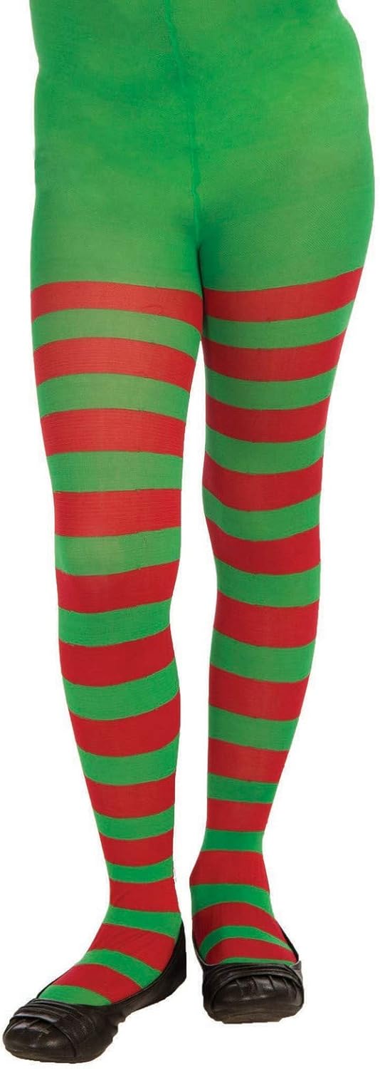 Novelty Striped Christmas Tights, Child Large, Large One Color