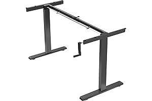 vivo Black Manual Height Adjustable Stand Up Desk Frame with Hand Crank System