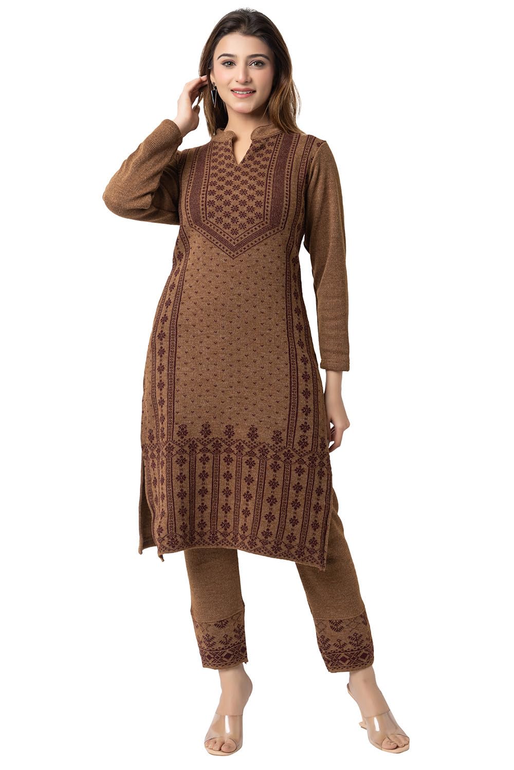 hifzaa Winter Woolen Kurta and Pants Palazzo Set Suit for Womens M to 4XL-picture-14