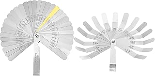 ZUZUAN 2-Piece 32-Blade Feeler Gauge and 16-Blade Offset Feeler Gauge Set,Dual Marked SAE & Metric Sizes Gauge,Precisely Measure Mechanical Clearances