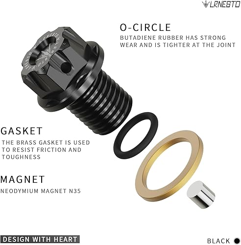 Miniatura 3 de M12 x 1.5 Tornillo magnético de drenaje de aceite de aluminio compatible con Honda XR650L 1993-2021 compatible con Yamaha WR400F YZ125 YZ250G R