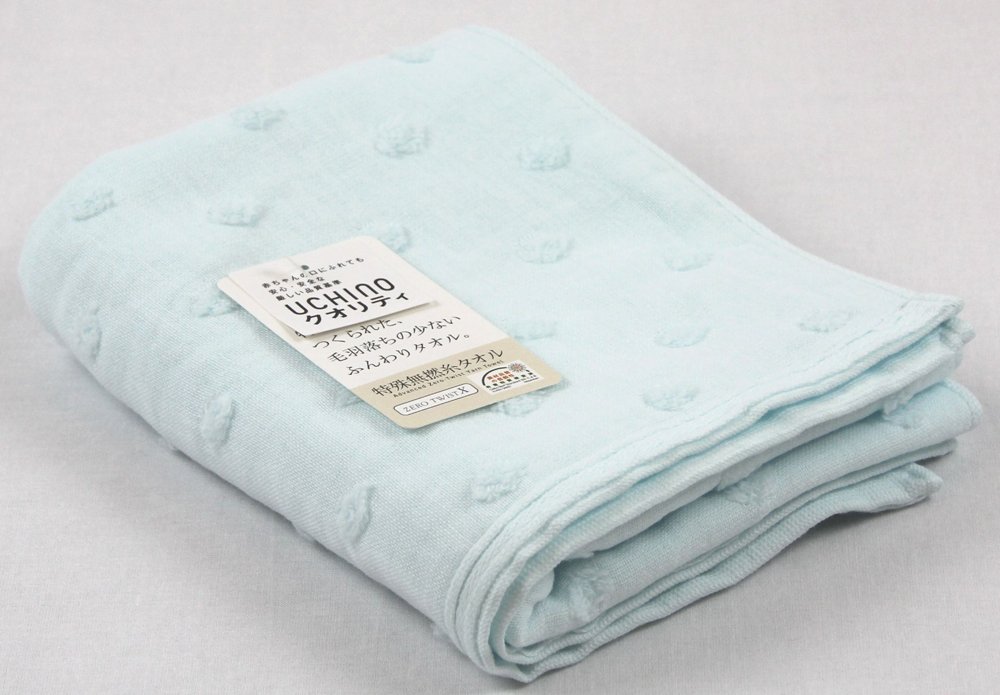 Amazon｜UCHINO フェイスタオル ふわふわガーゼドット 34×85cm ブルー