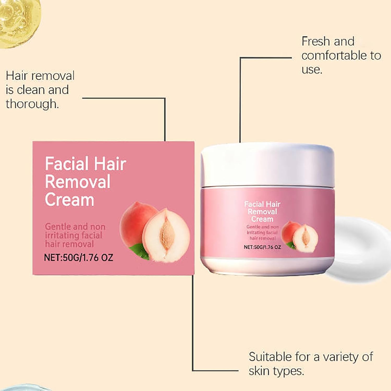 Crema depilatoria per il viso Herbionyx, crema depilatoria rapida, delicata e ad azione rapida per viso e labbra, rimozione dei peli indolore, idratante, nutriente e non appiccicosa.,2PCS
