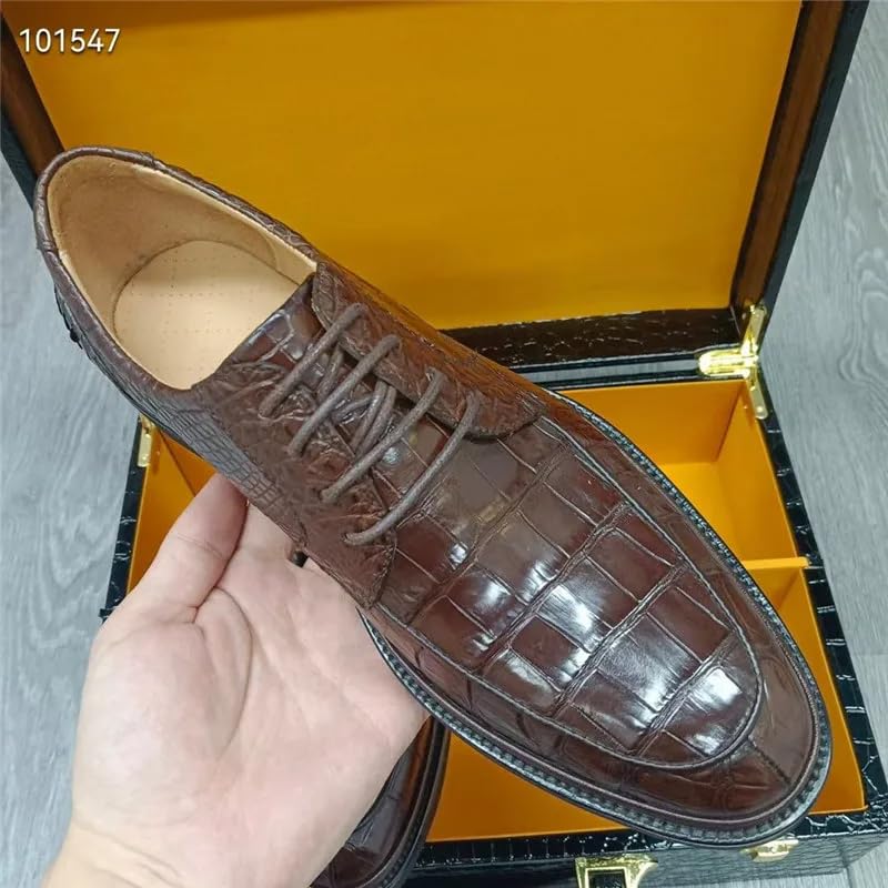 Authentic Crocodile Skin Classic Designer Businessmen Brown Dress Shoes Genuine Real Alligator Leather Male Lace-up Oxfords3