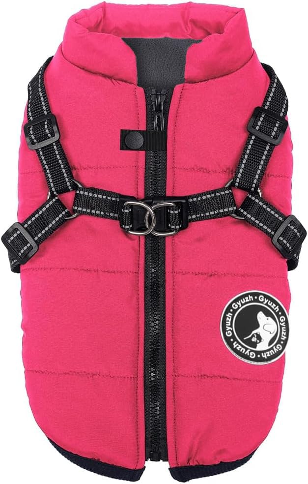 Gyuzh Dog Coat with Harness Puppy Coats Small Dog Harness Jacket Winter Waterproof Jackets for Smal Medium Large Dogs