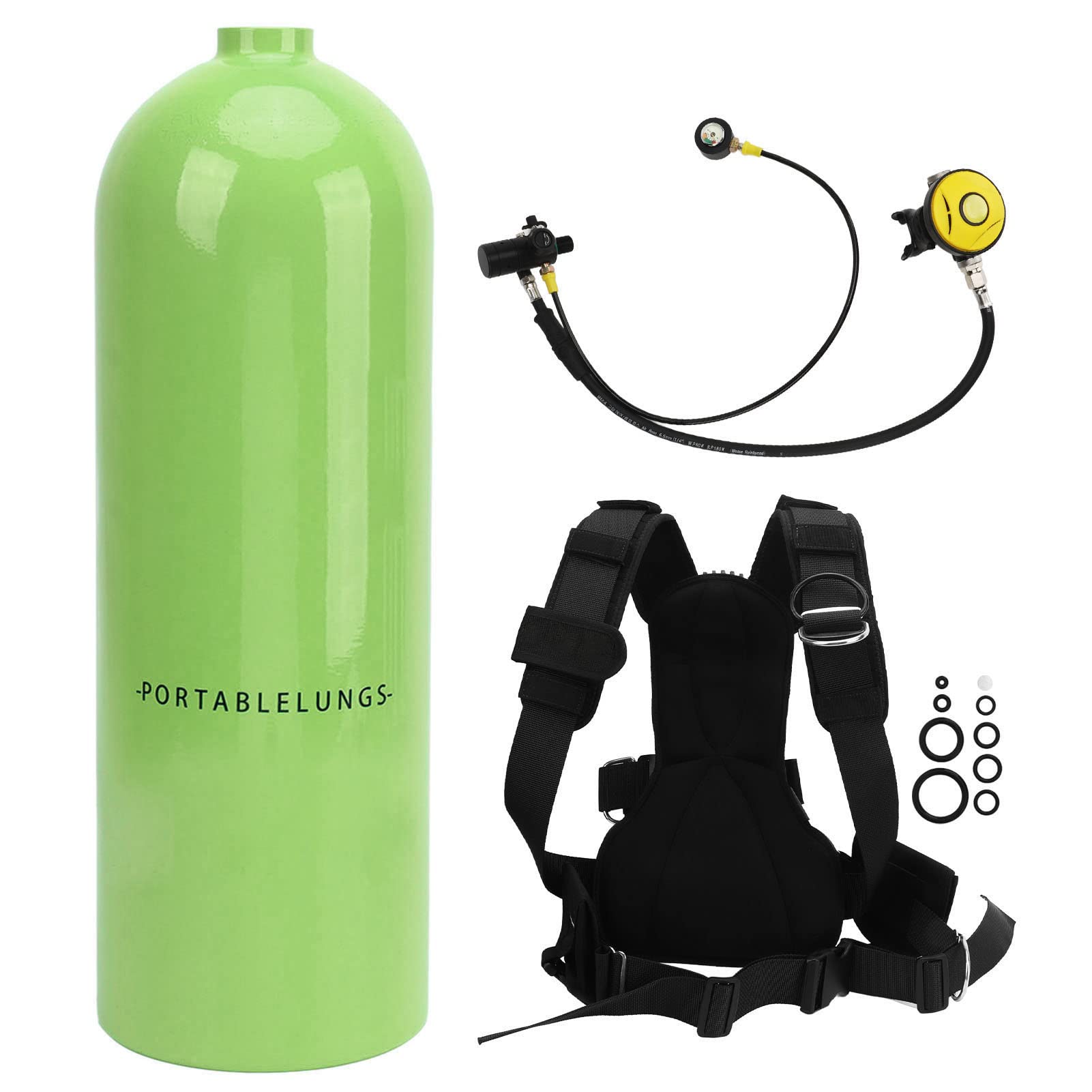 Alomejor Equipo de Snorkel Exterior con Respirador de Buceo, Mochila Ajustable y Tanque de Oxígeno 4L