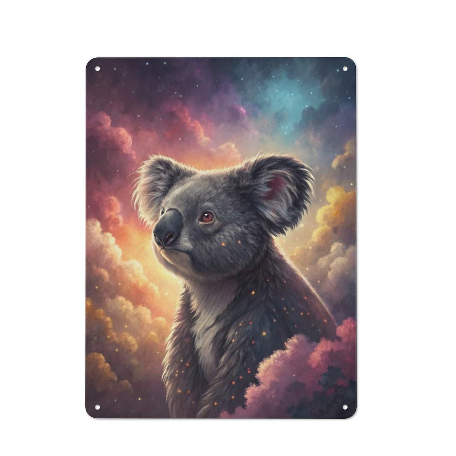 Junmoney Style-20 Koala In A Cosmic Dreamscape Rustic Printed Metal Sign 40X30cm For Garage Or Workshop, For Garage, Workshop And Man Cave Decoration