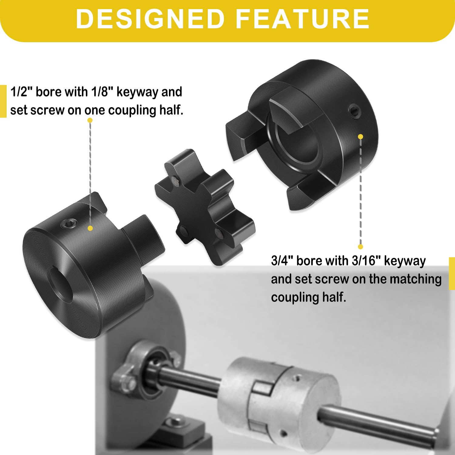 Flexible Couplings - 3-Piece L-Jaw Set -6 Flexible Couplings - 3-Piece L-Jaw Set -6
