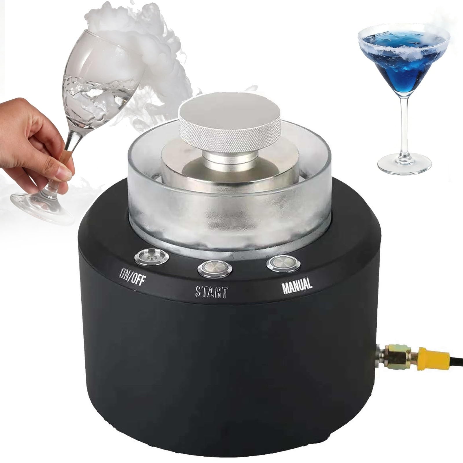 KJZQXYX 20W Dry Ice Maker Machine, Commercial Portable Glass Chiller,12s Dry Ice Production,Cools Down To -20°C In Just 8 S,for Bars,Restaurants