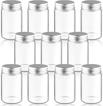 10Pcs 100ml/3.4oz Mini Clear Mason Jars Empty Glass Bottles with Aluminum Lids Round Containers for Cosmetics,Food Storage,Travel & Crafts