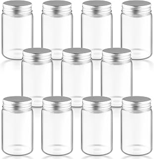 10Pcs 100ml/3.4oz Mini Clear Mason Jars Empty Glass Bottles with Aluminum Lids Round Containers for Cosmetics,Food Storage,Travel & Crafts