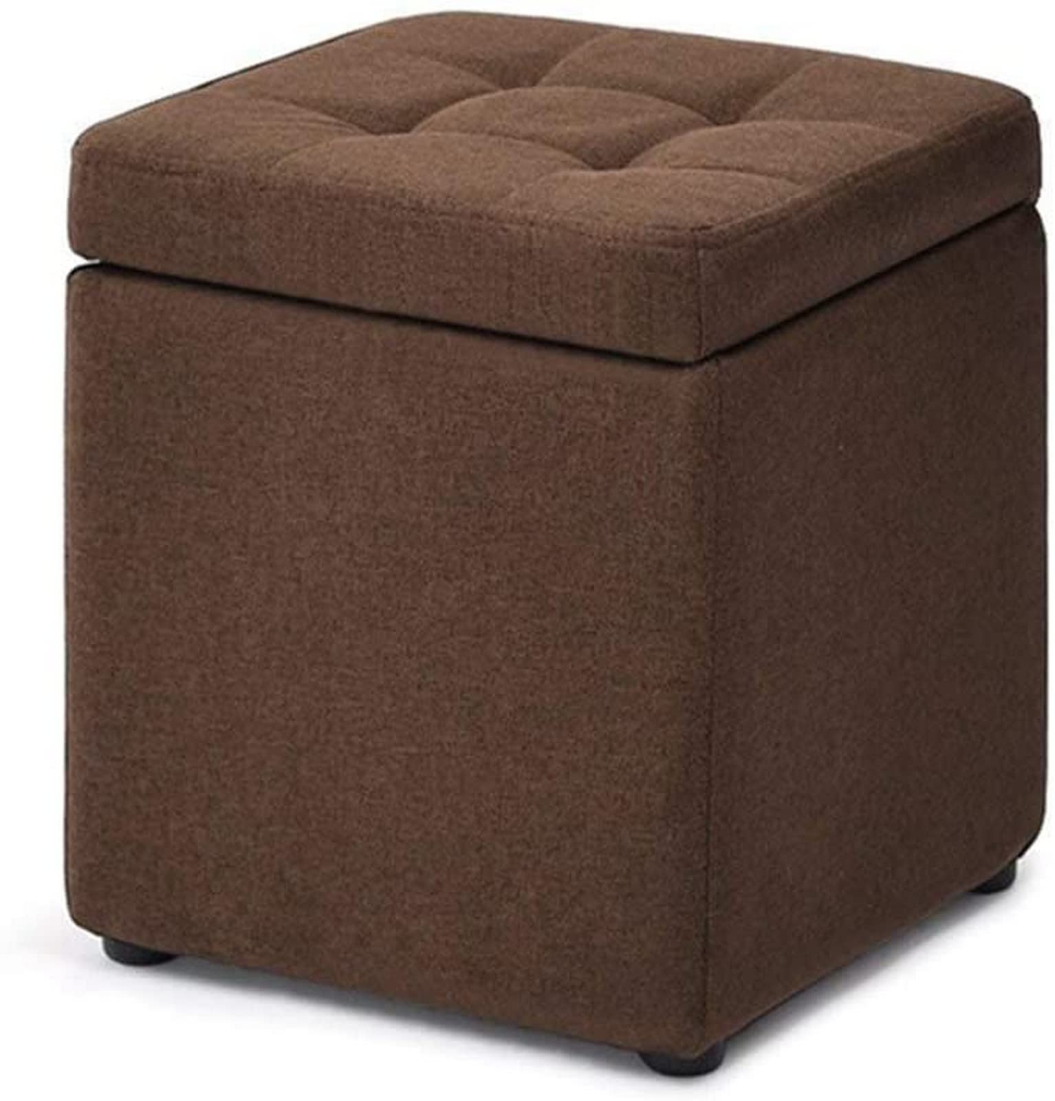 Chaise pouf rembourré en lin marron foncé avec couvercle amovible haut de gamme
