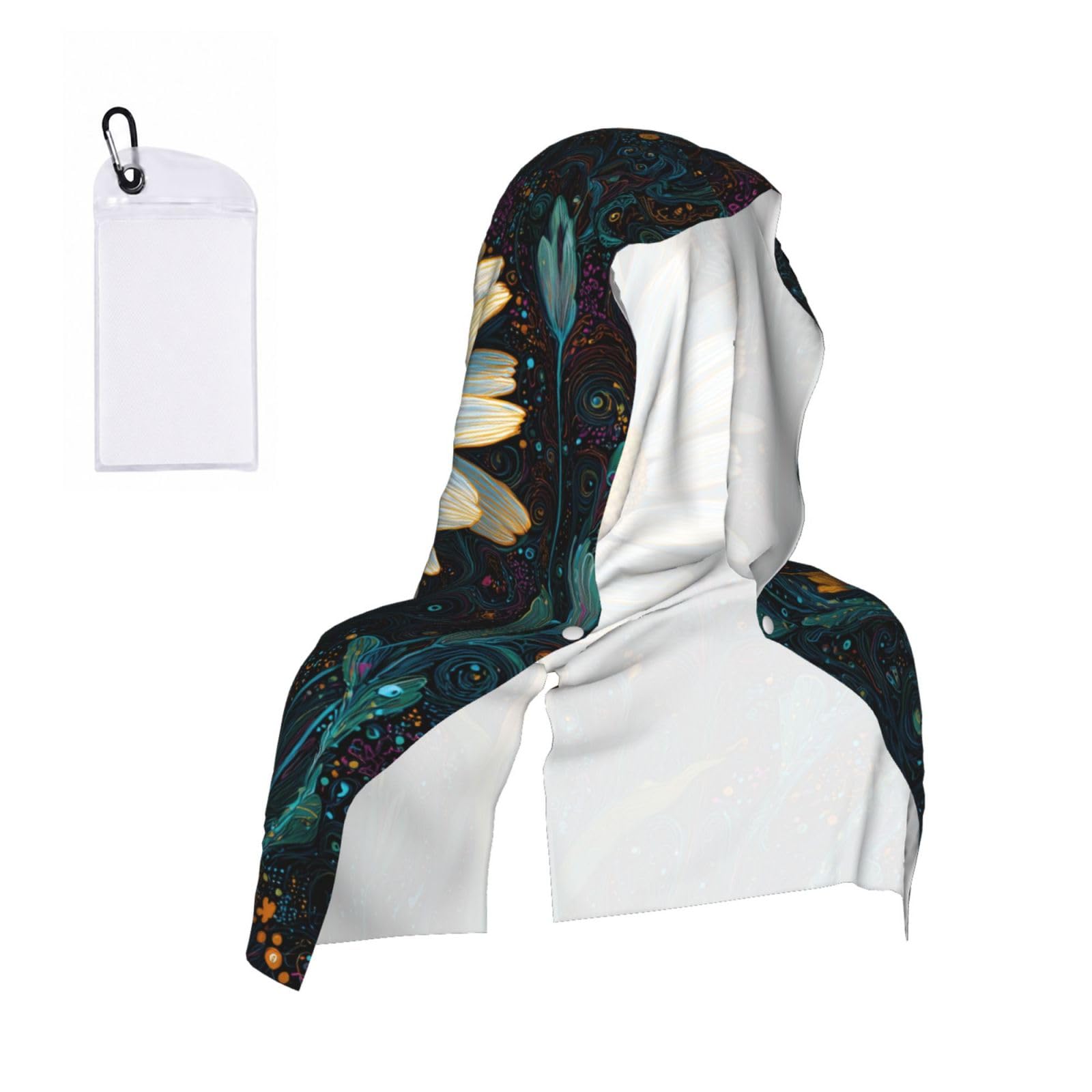 EZDLOWVBA Whimsical Daisy Print 2 Pack Cooling Hoodie Towels,Sports Headscarf, Neck Wrap Scarf,Breathable Cooling Towel For Neck And Face, Travel, Swimming, Training