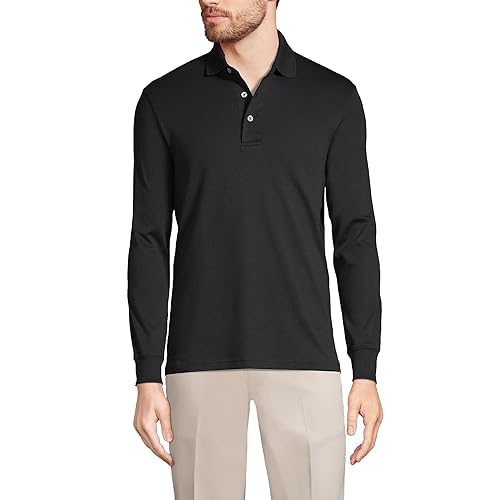 Lands' End Men's Long Sleeve American-Grown Supima Cotton Polo Shirt