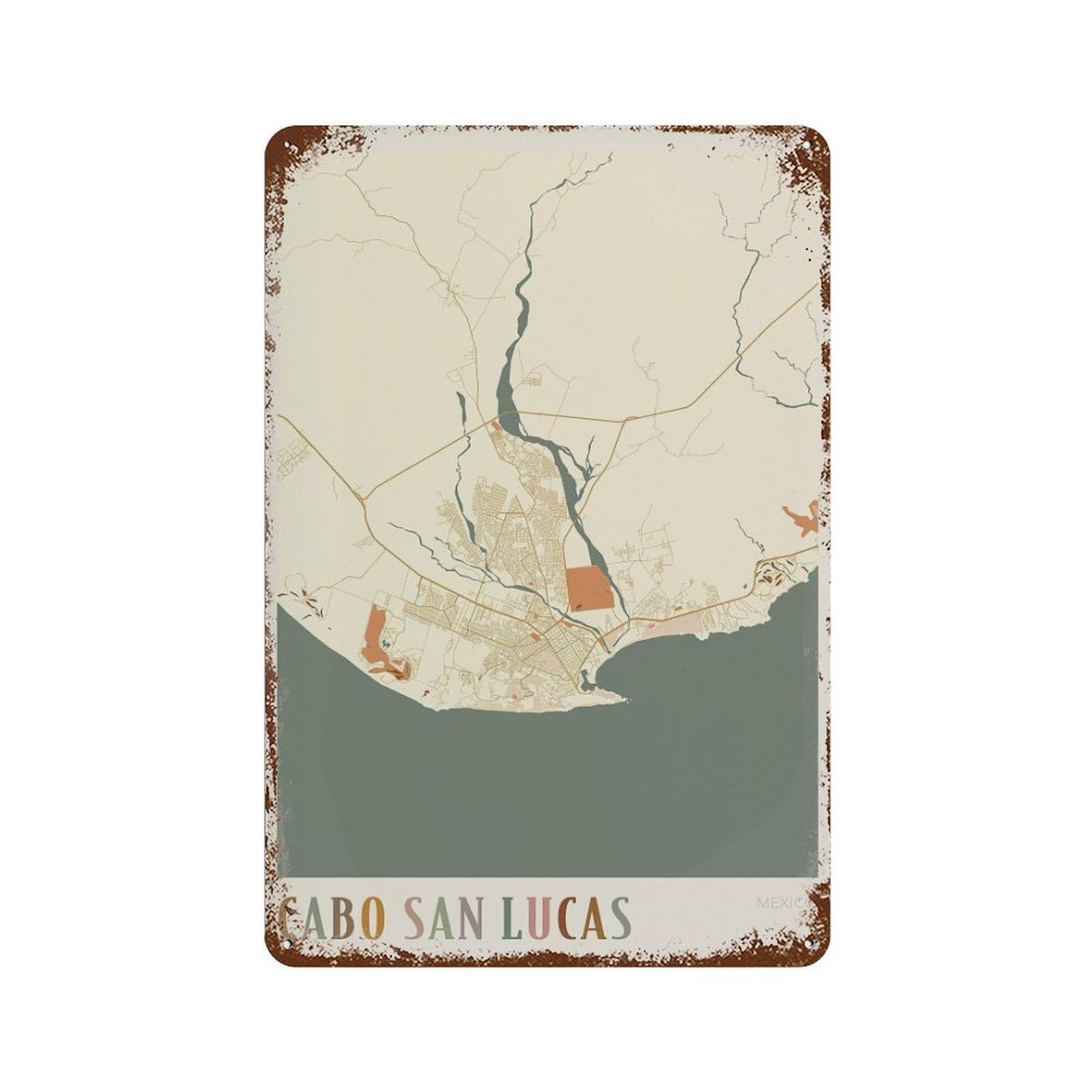 xiaoxiaoshen Cabo San Lucas Map Mexico Travel Gift Boho (2) Wall Decor Art Metal Tin Poster Modern Home Decor Art Home Bar Shop Decorations Vintage Sign 30x20cm
