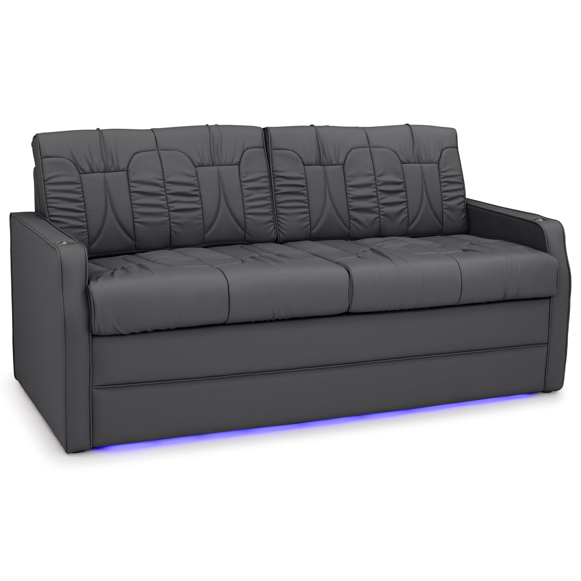 Qualitex De Leon PS Pull-Out Sleeper Sofa, 68" Wide, Ultimate Leather, Charcoal