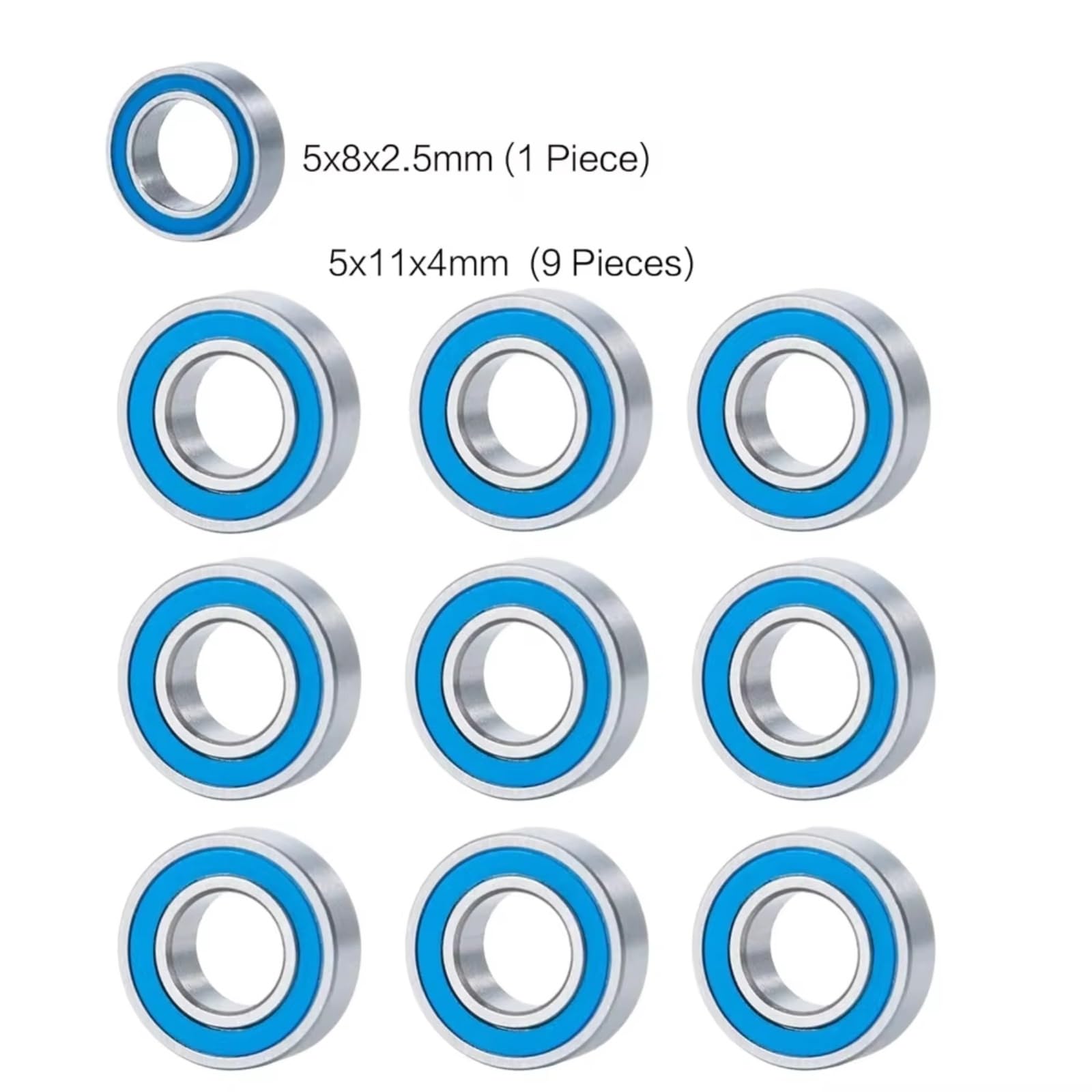 Rodamientos Auto RC para Tamiya 1/10 10 Piezas Kit De Rodamientos De Bolas Sellados De Goma Azul Rodamiento De Precisión De Alta Velocidad para Coche RC