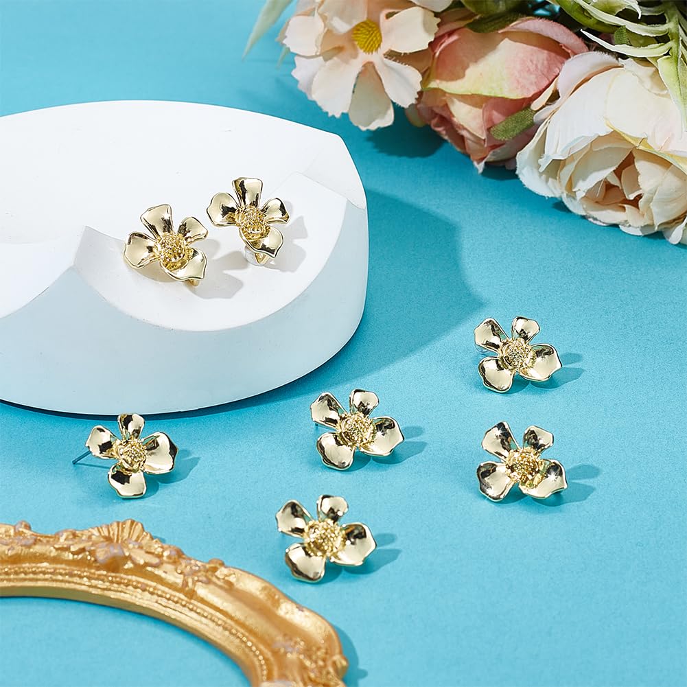 40 orecchini a forma di fiore con 100 tappi per le orecchie in acciaio inox placcato oro, eleganti orecchini a fiore per la creazione di orecchini da donna fai da te