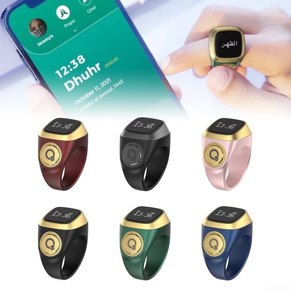 IQibla Smart Digital per anello Zikr con materiale ABS impermeabile, display per il monitoraggio del conteggio, promemoria vibrazioni e app per i tempi di preghiera (20 mm rosa)