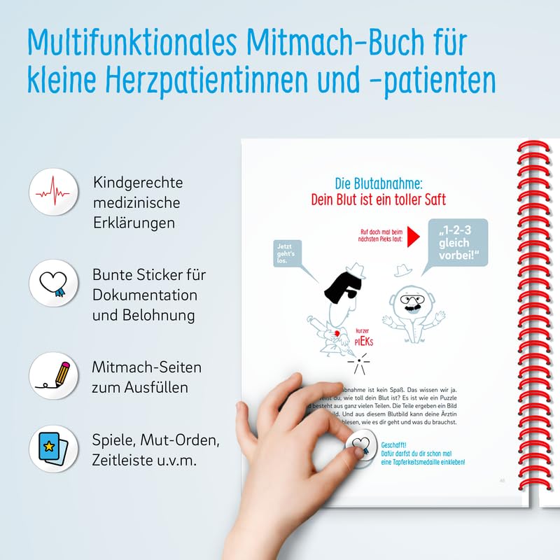 Kinderherzbuch Verlag – Kinderbuch Öffne Dein Herz: Herzmedizin Mitmachbuch für Kinder (4-11 Jahre) über Herzerkrankung und Behandlung. Mutmachbuch mit interaktiven Elementen, Texten & Illustrationen