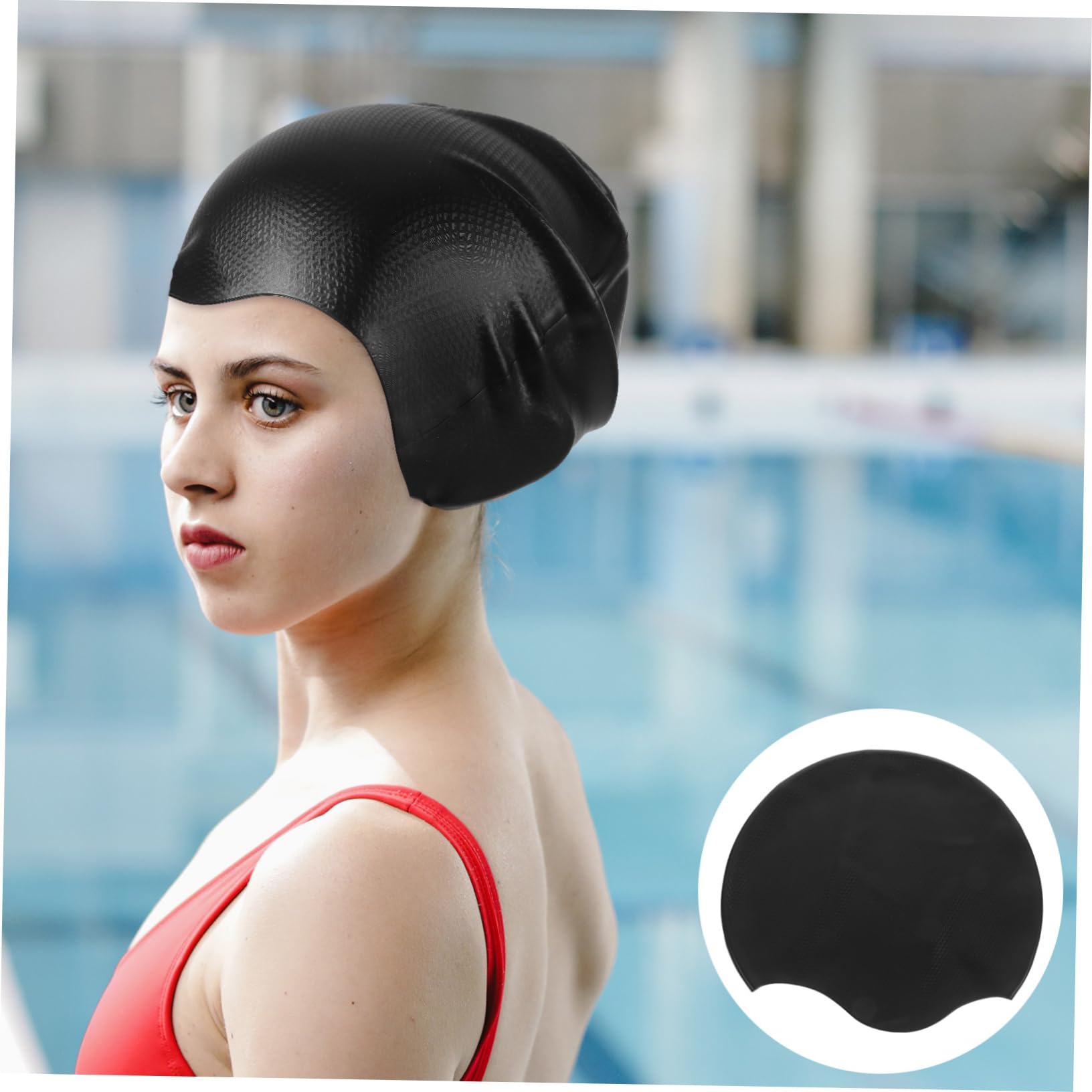 VANZACK 4stücke Silicone Swim Cap Für Damen Flexible Und wasserdichte Bademütze Mit Haar Und Ohrenschutz Für Lange Und Kurze Wiederverwendbar Mit Praktischem Design Für Komfortables