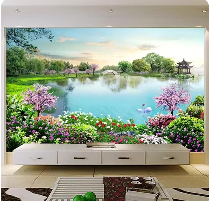 Mural de pared 3D con paisaje de lago, foto de pared, pintura para sala de estar, fondo, revestimiento de paredes, decoración del hogar, 3D, 250 x 175 cm
