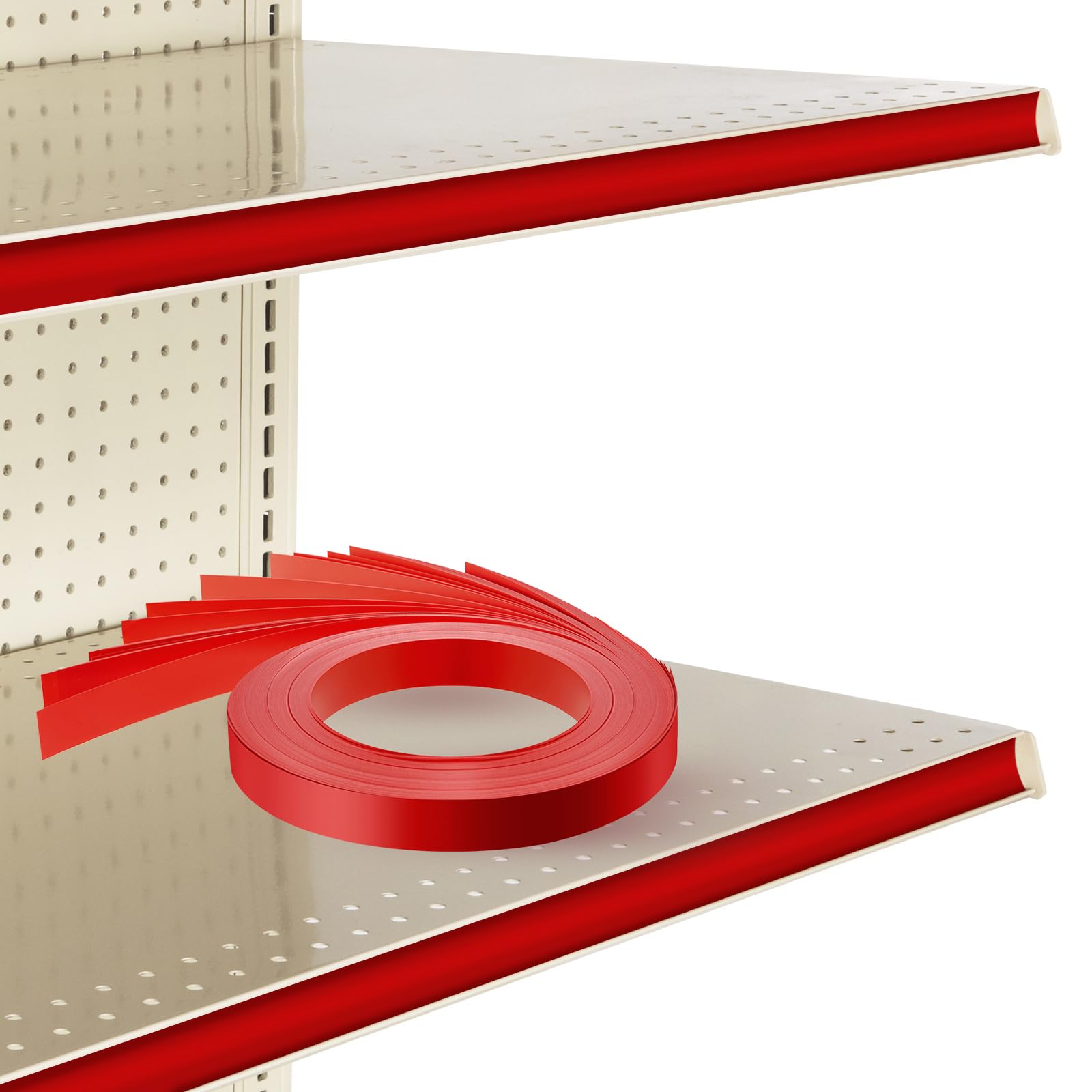 Frienda 100 Packs Decorative Gondola Shelving Pre Cut Vinyl Insert Strips, 48" x 1.25" Gondola Shelving Strips Accessories for Retail Store Supermarkets Business Grocery C Channel Decorations, Red