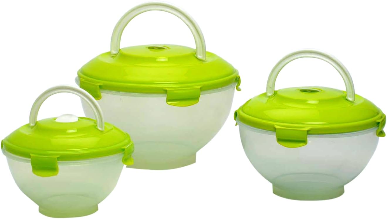 Gluman Steamer Containers Set (Pack of 3,Blue)