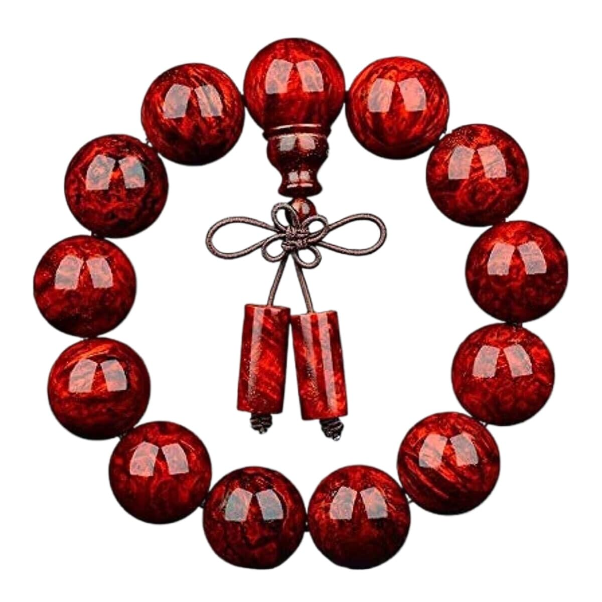 Pulsera de Madera de agar de 18mm con Cuentas de la India auténtica Tallada a Mano, Boutique de sándalo Rojo
