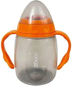 COPO COM ALÇAS BICO SILIC COLORS CINZA/LARANJA, Clingo, Cinza/Laranja