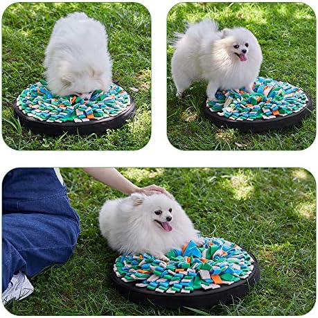 Large Round Shape Snuffle Mat for Dogs, 48cm Pet Snuffle Feeding Training Mats, Dog Foraging Activity Mat Encourages Natural Foraging Skills and Stress Relief, for Small/Medium/Large Pets