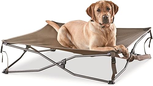 Guide Gear Cama con marco de cama elevado, sofá elevado para mascotas al aire libre, cuna, malla Dura marrón