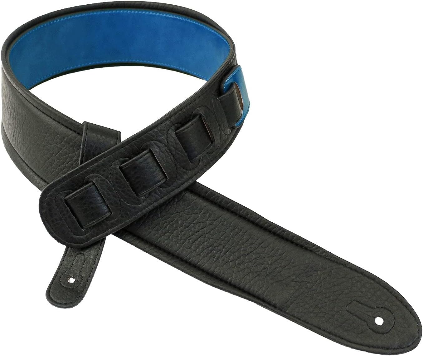 Walker & Williams G-21 Deep Turquoise Blue Guitar Strap with Padded Glove Leather Back For Acoustic, Electric, And Bass Guitars