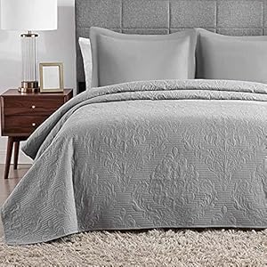 Hansleep Sprei 220×240 cm Deken Grijze sprei Microfiber sprei voor slaapkamer Gewatteerde deken Superzacht en…