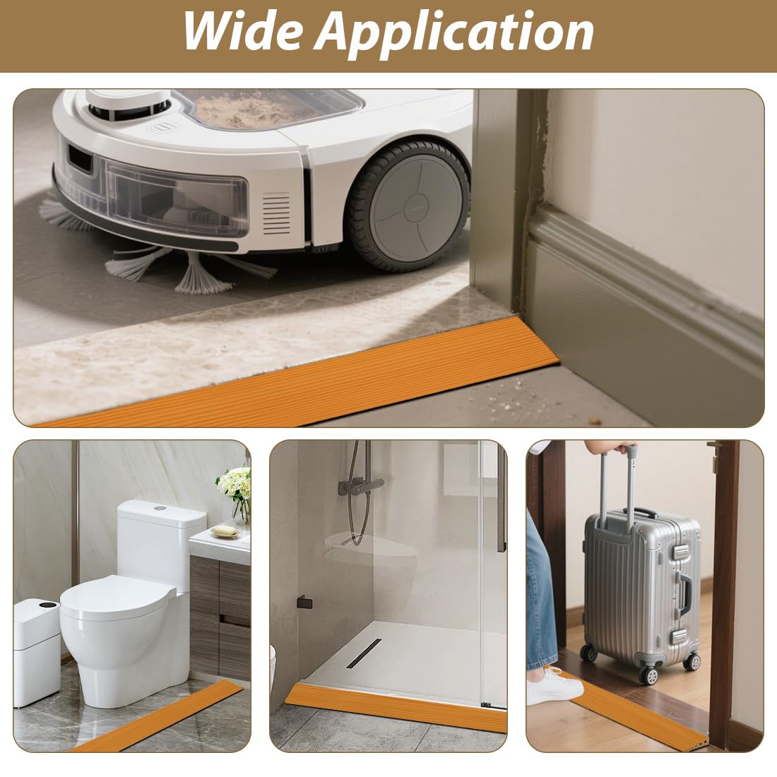 100 x 10 x 2,5 cm, rampa per soglia della porta, superficie antiscivolo, rampa per sedia a rotelle, passeggini, deambulatori o scooter