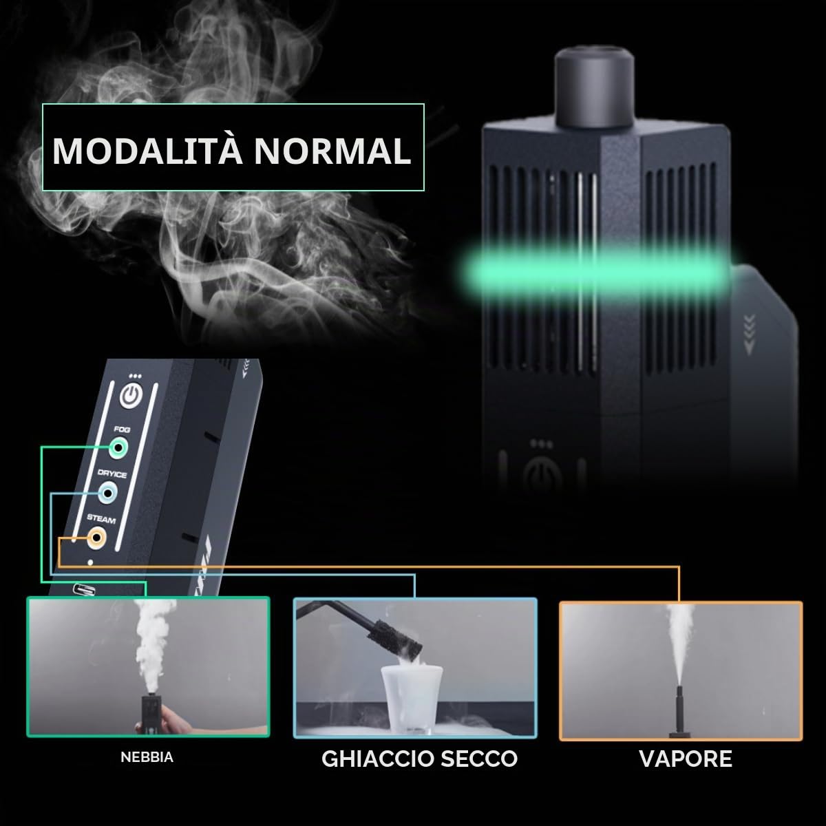 SmokeNINJA Pro - Mini macchina per il fumo portatile con telecomando senza fili, nebbia, per fotografia, effetti palcoscenici, eventi all'aperto e feste