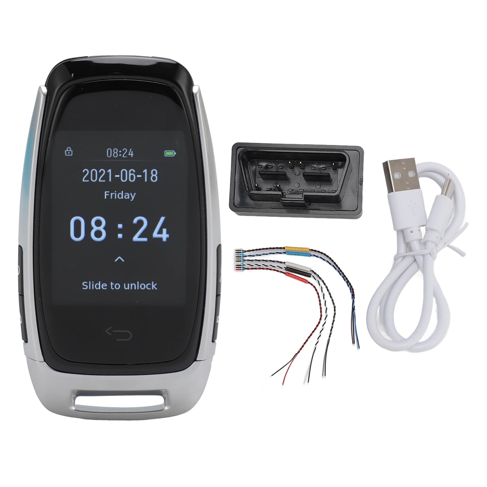 Portachiavi con Accesso Senza Chiave, connettività 5.0 in Lega di Zinco, Schermo LCD, Chiave Intelligente, Tocco Sensibile (SILVER)