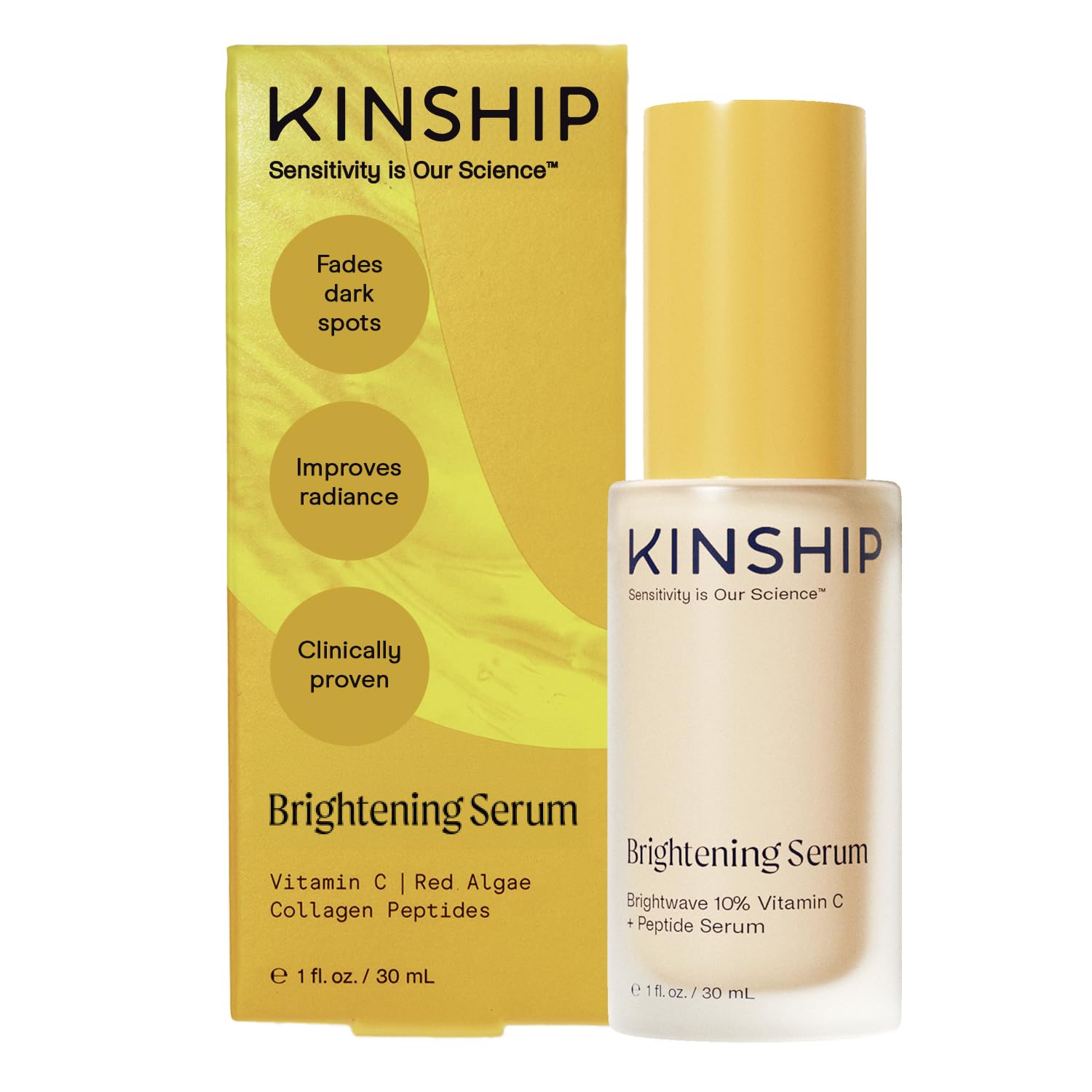 Kinship Brightwave Sérum à 10 % de vitamine C + peptide — Élimine les taches brunes